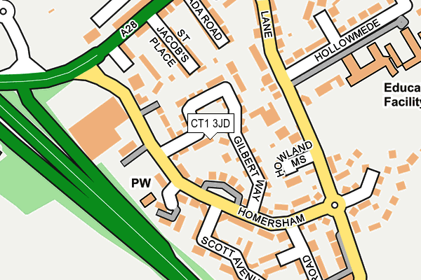 CT1 3JD map - OS OpenMap – Local (Ordnance Survey) CT1 3JD map - OS OpenMap – Local (Ordnance Survey)