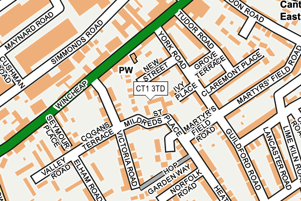 CT1 3TD map - OS OpenMap – Local (Ordnance Survey) CT1 3TD map - OS OpenMap – Local (Ordnance Survey)