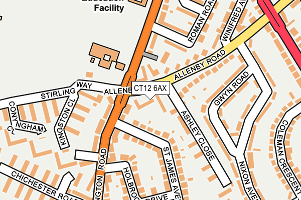 CT12 6AX map - OS OpenMap – Local (Ordnance Survey) CT12 6AX map - OS OpenMap – Local (Ordnance Survey)