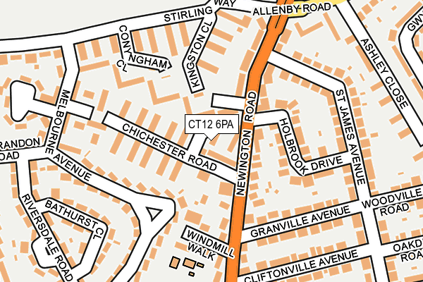 CT12 6PA map - OS OpenMap – Local (Ordnance Survey) CT12 6PA map - OS OpenMap – Local (Ordnance Survey)