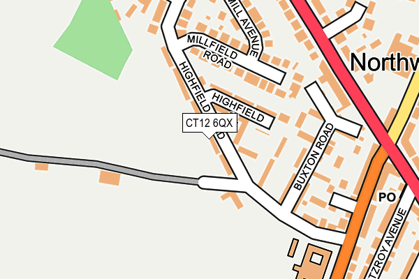 CT12 6QX map - OS OpenMap – Local (Ordnance Survey) CT12 6QX map - OS OpenMap – Local (Ordnance Survey)