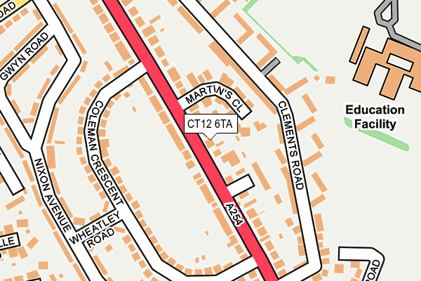 CT12 6TA map - OS OpenMap – Local (Ordnance Survey) CT12 6TA map - OS OpenMap – Local (Ordnance Survey)