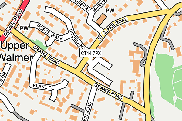 CT14 7PX map - OS OpenMap – Local (Ordnance Survey) CT14 7PX map - OS OpenMap – Local (Ordnance Survey)