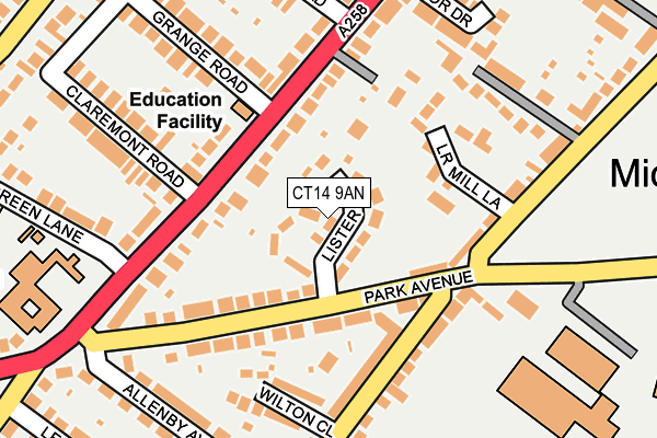 CT14 9AN map - OS OpenMap – Local (Ordnance Survey) CT14 9AN map - OS OpenMap – Local (Ordnance Survey)
