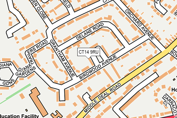 CT14 9RU map - OS OpenMap – Local (Ordnance Survey) CT14 9RU map - OS OpenMap – Local (Ordnance Survey)