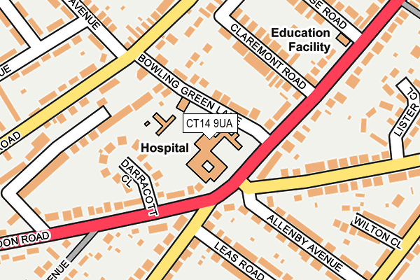 CT14 9UA map - OS OpenMap – Local (Ordnance Survey) CT14 9UA map - OS OpenMap – Local (Ordnance Survey)