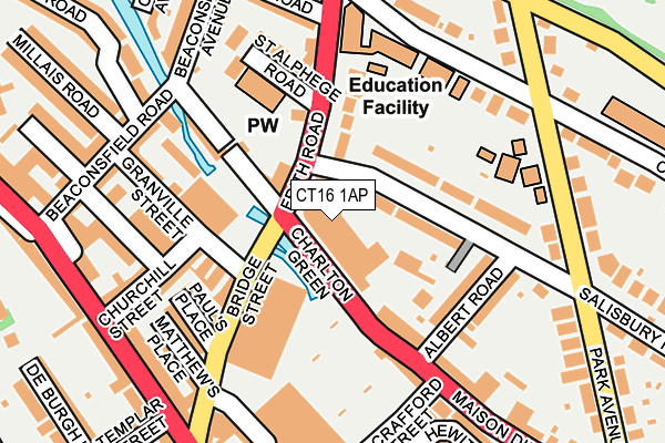 CT16 1AP map - OS OpenMap – Local (Ordnance Survey) CT16 1AP map - OS OpenMap – Local (Ordnance Survey)