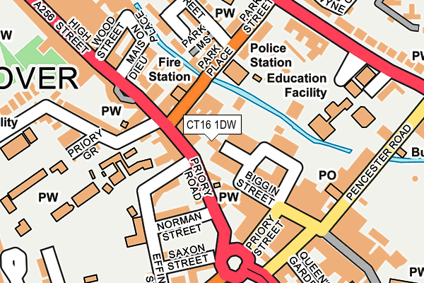CT16 1DW map - OS OpenMap – Local (Ordnance Survey) CT16 1DW map - OS OpenMap – Local (Ordnance Survey)