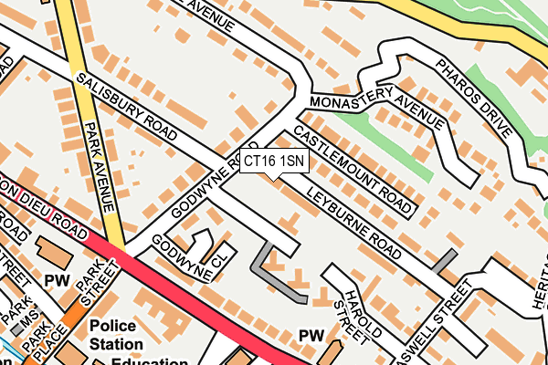 CT16 1SN map - OS OpenMap – Local (Ordnance Survey) CT16 1SN map - OS OpenMap – Local (Ordnance Survey)