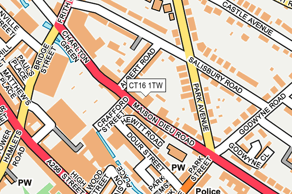 CT16 1TW map - OS OpenMap – Local (Ordnance Survey) CT16 1TW map - OS OpenMap – Local (Ordnance Survey)