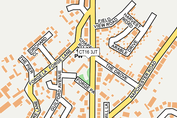 CT16 3JT map - OS OpenMap – Local (Ordnance Survey) CT16 3JT map - OS OpenMap – Local (Ordnance Survey)