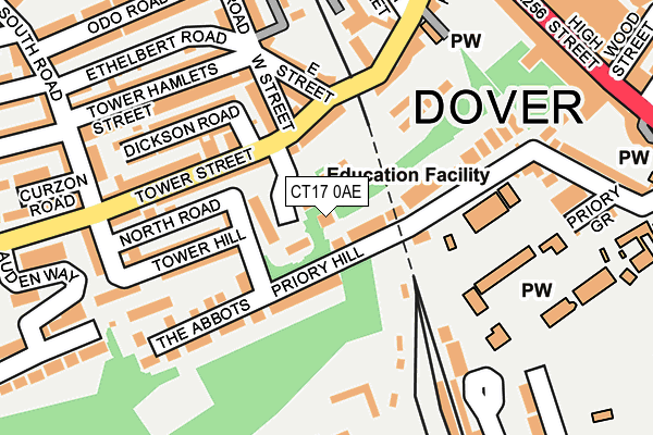 CT17 0AE map - OS OpenMap – Local (Ordnance Survey) CT17 0AE map - OS OpenMap – Local (Ordnance Survey)