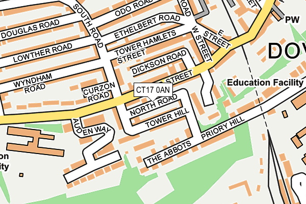 CT17 0AN map - OS OpenMap – Local (Ordnance Survey) CT17 0AN map - OS OpenMap – Local (Ordnance Survey)