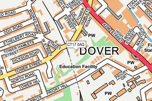CT17 0AQ map - OS OpenMap – Local (Ordnance Survey) CT17 0AQ map - OS OpenMap – Local (Ordnance Survey)