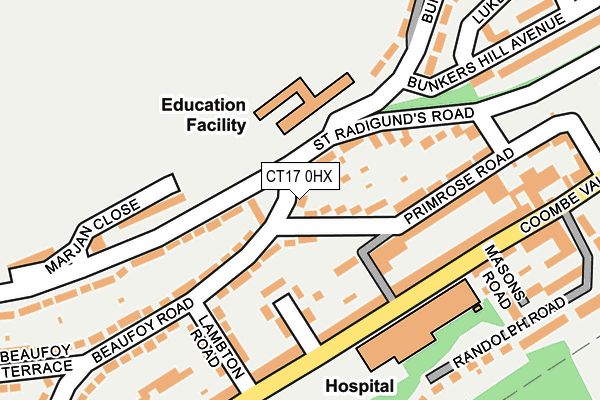 CT17 0HX map - OS OpenMap – Local (Ordnance Survey) CT17 0HX map - OS OpenMap – Local (Ordnance Survey)