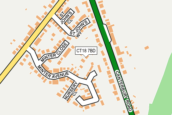 CT18 7BD map - OS OpenMap – Local (Ordnance Survey) CT18 7BD map - OS OpenMap – Local (Ordnance Survey)