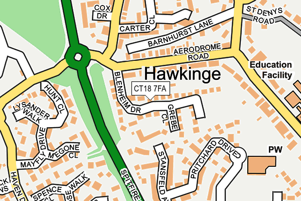 CT18 7FA map - OS OpenMap – Local (Ordnance Survey) CT18 7FA map - OS OpenMap – Local (Ordnance Survey)