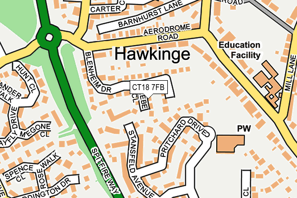CT18 7FB map - OS OpenMap – Local (Ordnance Survey) CT18 7FB map - OS OpenMap – Local (Ordnance Survey)