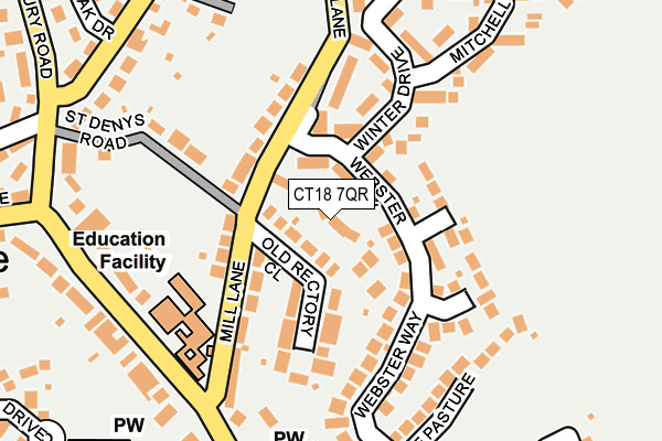 CT18 7QR map - OS OpenMap – Local (Ordnance Survey) CT18 7QR map - OS OpenMap – Local (Ordnance Survey)