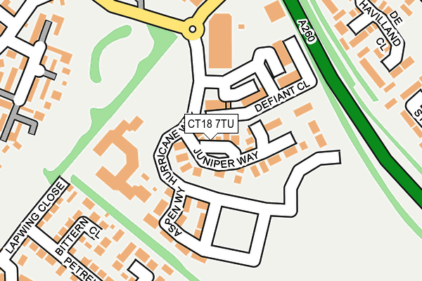CT18 7TU map - OS OpenMap – Local (Ordnance Survey) CT18 7TU map - OS OpenMap – Local (Ordnance Survey)