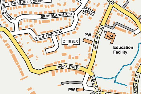 CT18 8LX map - OS OpenMap – Local (Ordnance Survey) CT18 8LX map - OS OpenMap – Local (Ordnance Survey)