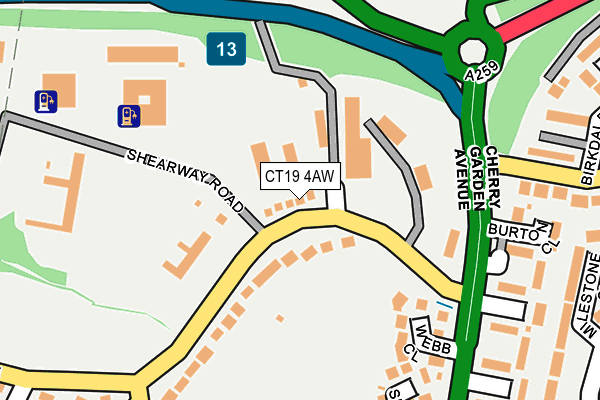 CT19 4AW map - OS OpenMap – Local (Ordnance Survey) CT19 4AW map - OS OpenMap – Local (Ordnance Survey)