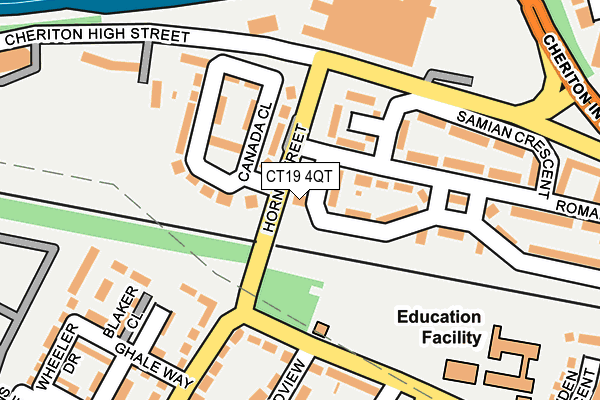 CT19 4QT map - OS OpenMap – Local (Ordnance Survey) CT19 4QT map - OS OpenMap – Local (Ordnance Survey)