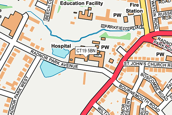 CT19 5BN map - OS OpenMap – Local (Ordnance Survey) CT19 5BN map - OS OpenMap – Local (Ordnance Survey)