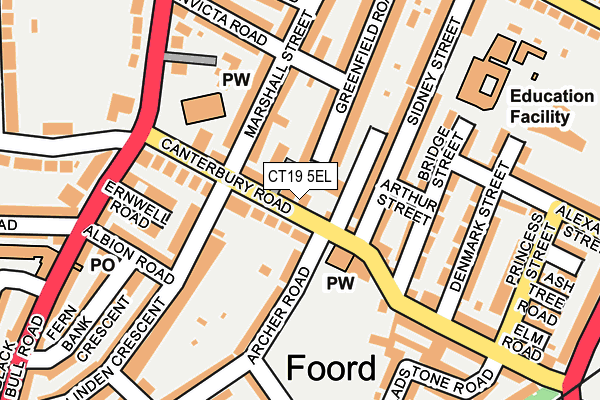CT19 5EL map - OS OpenMap – Local (Ordnance Survey) CT19 5EL map - OS OpenMap – Local (Ordnance Survey)