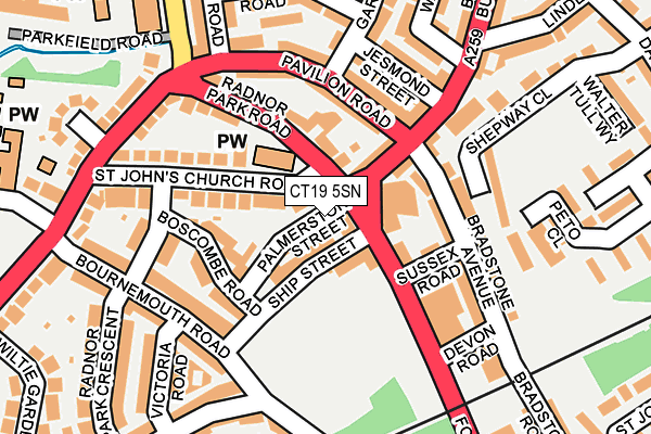 CT19 5SN map - OS OpenMap – Local (Ordnance Survey) CT19 5SN map - OS OpenMap – Local (Ordnance Survey)