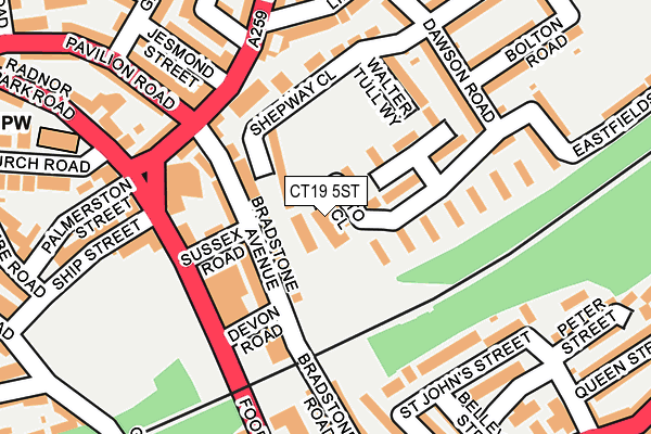CT19 5ST map - OS OpenMap – Local (Ordnance Survey) CT19 5ST map - OS OpenMap – Local (Ordnance Survey)