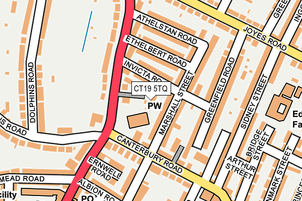CT19 5TQ map - OS OpenMap – Local (Ordnance Survey) CT19 5TQ map - OS OpenMap – Local (Ordnance Survey)
