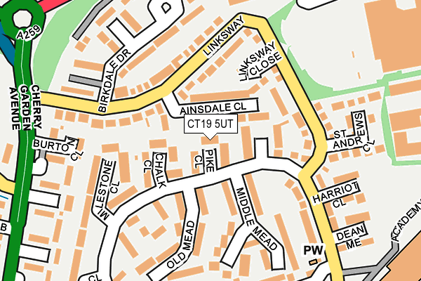 CT19 5UT map - OS OpenMap – Local (Ordnance Survey) CT19 5UT map - OS OpenMap – Local (Ordnance Survey)