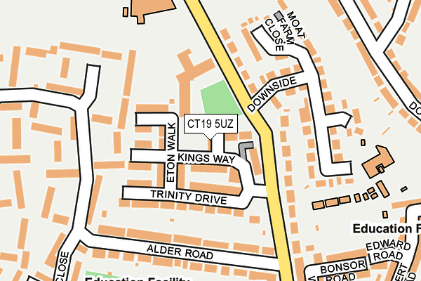 CT19 5UZ map - OS OpenMap – Local (Ordnance Survey) CT19 5UZ map - OS OpenMap – Local (Ordnance Survey)