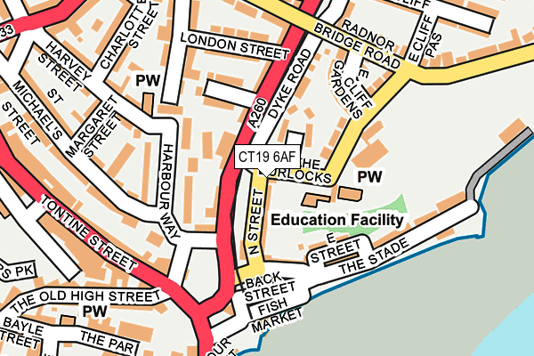 CT19 6AF map - OS OpenMap – Local (Ordnance Survey) CT19 6AF map - OS OpenMap – Local (Ordnance Survey)