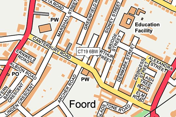CT19 6BW map - OS OpenMap – Local (Ordnance Survey) CT19 6BW map - OS OpenMap – Local (Ordnance Survey)