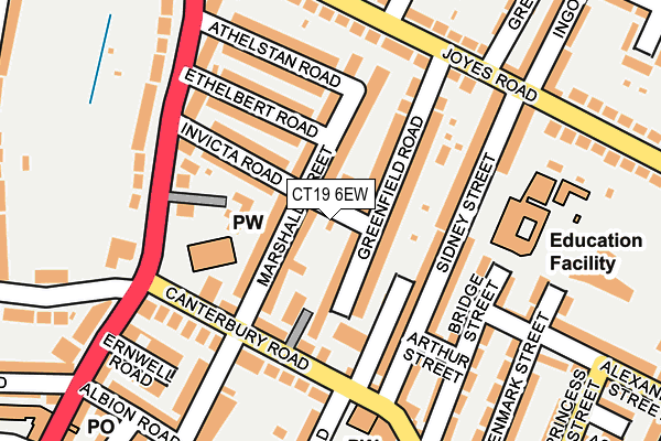 CT19 6EW map - OS OpenMap – Local (Ordnance Survey) CT19 6EW map - OS OpenMap – Local (Ordnance Survey)