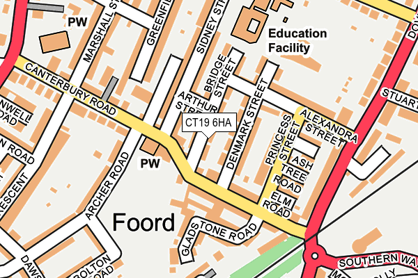 CT19 6HA map - OS OpenMap – Local (Ordnance Survey) CT19 6HA map - OS OpenMap – Local (Ordnance Survey)