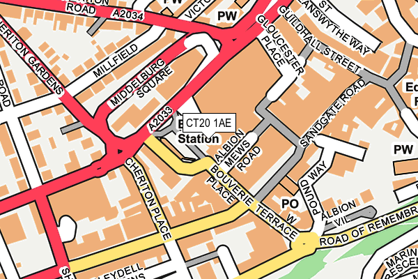 CT20 1AE map - OS OpenMap – Local (Ordnance Survey) CT20 1AE map - OS OpenMap – Local (Ordnance Survey)