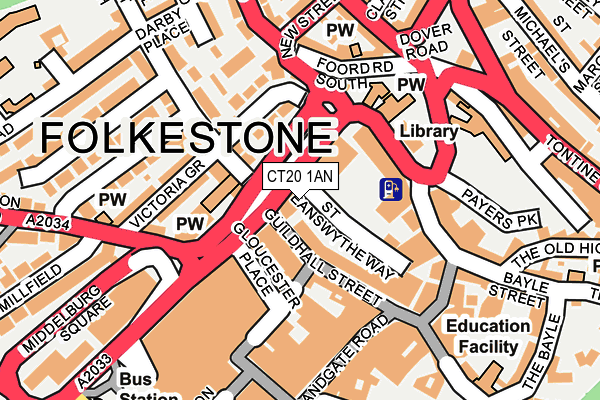 CT20 1AN map - OS OpenMap – Local (Ordnance Survey) CT20 1AN map - OS OpenMap – Local (Ordnance Survey)