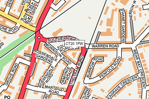 CT20 1PW map - OS OpenMap – Local (Ordnance Survey) CT20 1PW map - OS OpenMap – Local (Ordnance Survey)