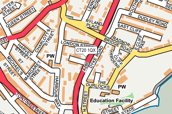 CT20 1QX map - OS OpenMap – Local (Ordnance Survey) CT20 1QX map - OS OpenMap – Local (Ordnance Survey)