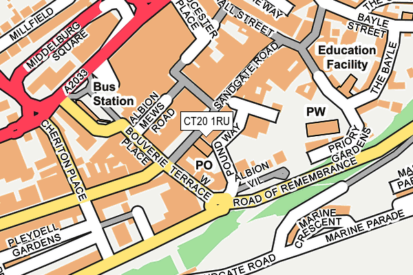 CT20 1RU map - OS OpenMap – Local (Ordnance Survey) CT20 1RU map - OS OpenMap – Local (Ordnance Survey)