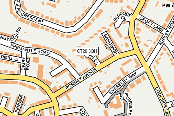 CT20 3QH map - OS OpenMap – Local (Ordnance Survey) CT20 3QH map - OS OpenMap – Local (Ordnance Survey)
