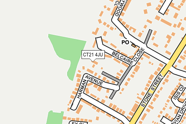 CT21 4JU map - OS OpenMap – Local (Ordnance Survey)