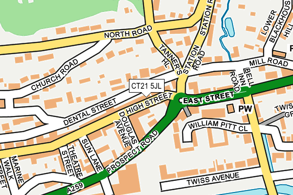 CT21 5JL map - OS OpenMap – Local (Ordnance Survey) CT21 5JL map - OS OpenMap – Local (Ordnance Survey)