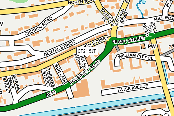 CT21 5JT map - OS OpenMap – Local (Ordnance Survey) CT21 5JT map - OS OpenMap – Local (Ordnance Survey)
