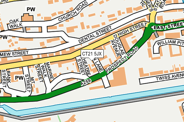 CT21 5JX map - OS OpenMap – Local (Ordnance Survey) CT21 5JX map - OS OpenMap – Local (Ordnance Survey)