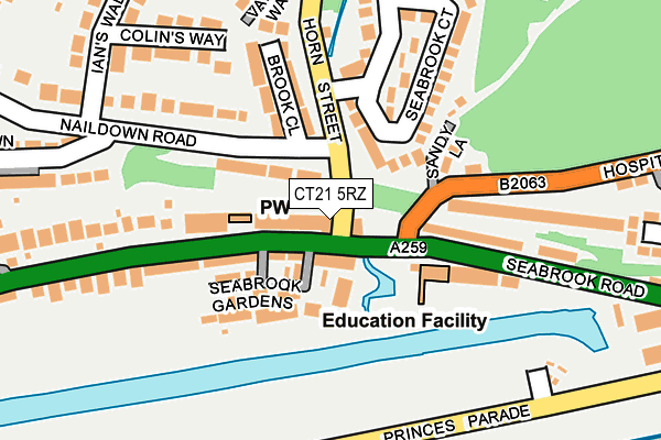 CT21 5RZ map - OS OpenMap – Local (Ordnance Survey) CT21 5RZ map - OS OpenMap – Local (Ordnance Survey)
