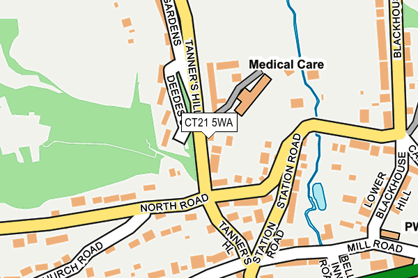 CT21 5WA map - OS OpenMap – Local (Ordnance Survey) CT21 5WA map - OS OpenMap – Local (Ordnance Survey)